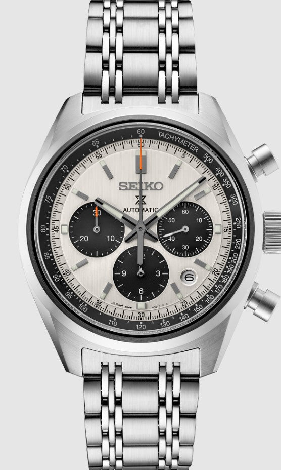 Seiko Prospex Luxe Speedtimer Chronograph Stainless Steel Automatic

Dial: Silver dial with dark gray contrasting subdials
Crystal: Sapphire
Water Resistance: 100m (330ft)
Diameter- 42mm
Power Reserve: Approx 45 hours
Limited Edition