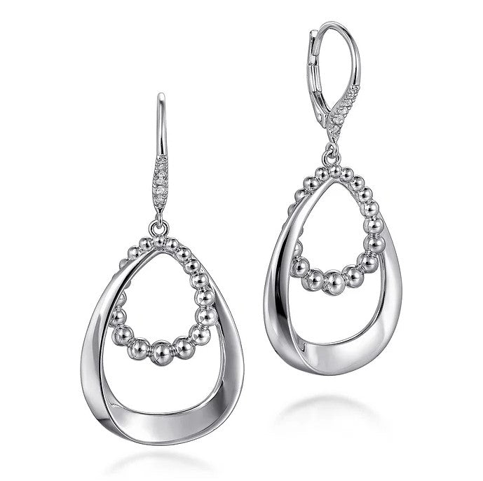 Sterling Silver White Sapphire Bujukan Drop Earrings by Gabriel NY