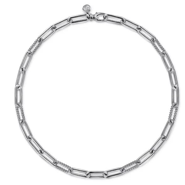 Sterling Silver Oval Link Chain Necklace with Bujukan Stations by Gabriel NY Serial No. S1923075