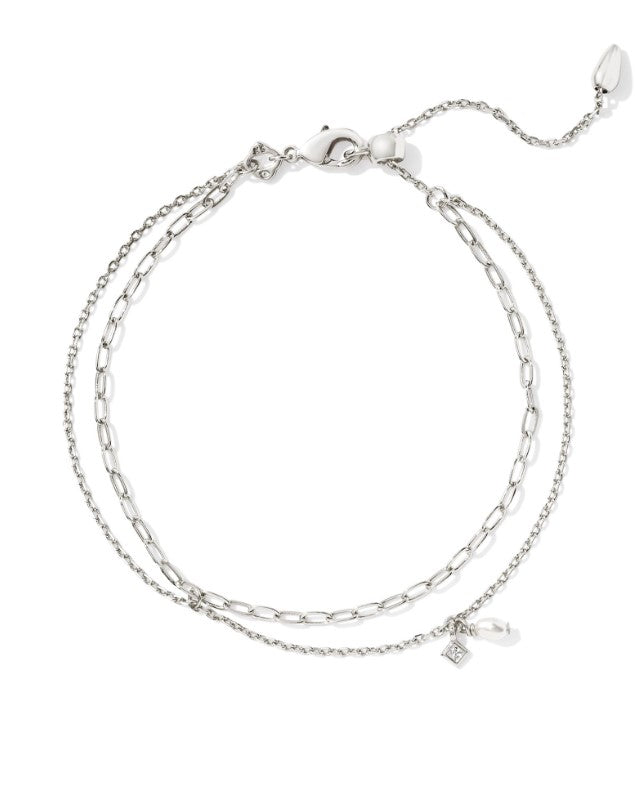 Eve Rhodium Plated Multi Strand Bracelet in White Pearl by Kendra Scott Main image