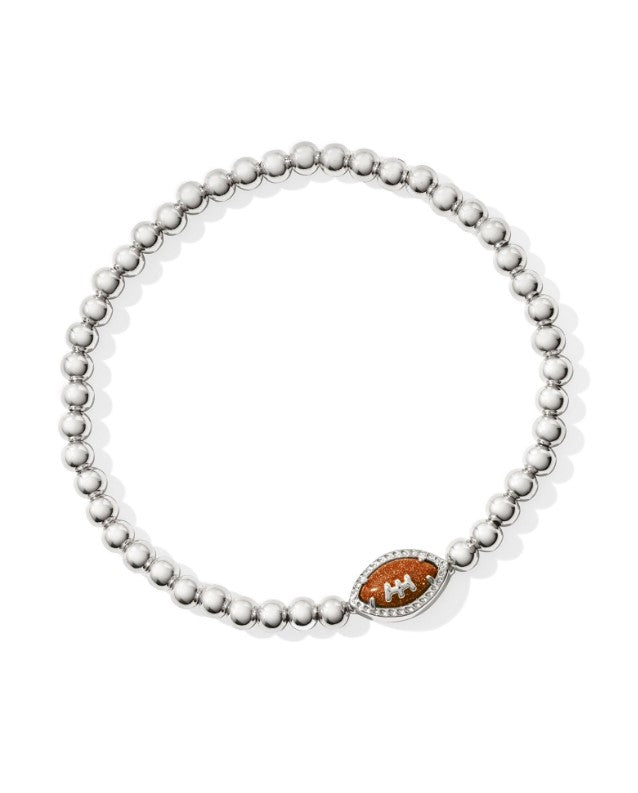 Football Rhodium Plated Stretch Bracelet in Orange Goldstone by Kendra Scott Main image