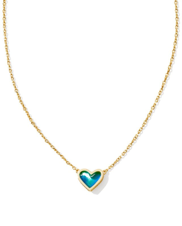 Ari Gold Plated Heart Necklace in Mood Stone by Kendra Scott