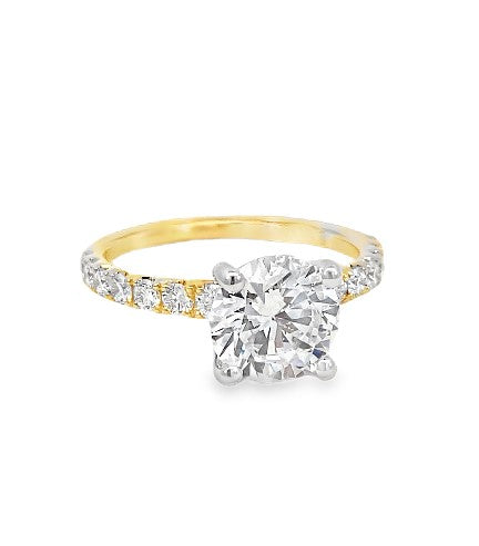 14K Two-Tone Round Diamond Straight Line Semi-Mount by Fana Main image