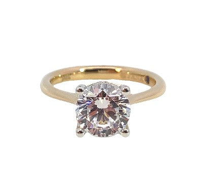 14K Y/WG Classic Round Diamond Hidden Halo Solitaire Semi-Mount by Fana Main image