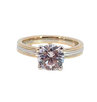 14K Y/WG Triple Row Diamond Peekaboo Solitaire Semi-Mount by Fana