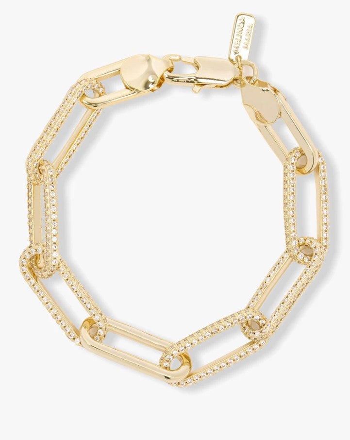 18K Gold Plated Carrie Pave CZ Chain Link Bracelet by Melinda Maria