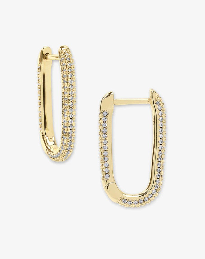 18K Gold Plated Carrie Pave Chain Huggies in White Diamondettes by Melinda Maria