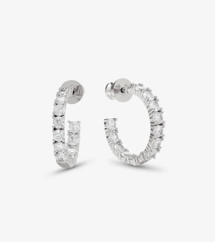 Silver Plated Over Brass Heiress Hoops in White Diamondettes by Melinda Maria, .75" Main image