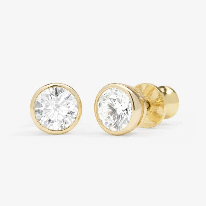 18K Gold Plated Baroness 6mm Studs in White Diamondettes by Melinda Maria Main image