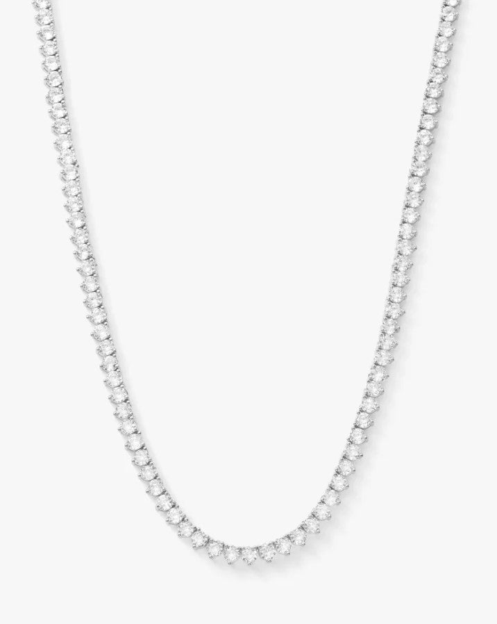 Silver Plated Not Your Basic Tennis Necklace in White Diamondettes (CZ) by Melinda Maria, 18" Main image