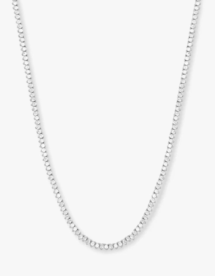 Silver Plated Baby Not Your Basic Tennis Necklace in White Diamondettes by Melinda Maria, 16" Main image
