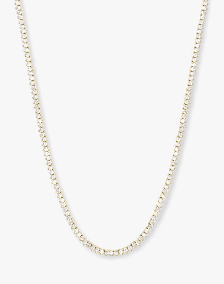 18K Gold Plated Baby Not Your Basic Tennis Necklace in White Diamondettes (CZ) by Melinda Maria