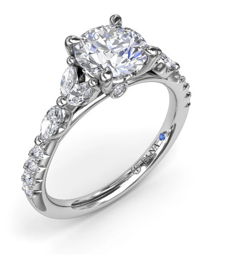 14k WG Diamond Vintage Floral Semi-Mount by FANA Main image