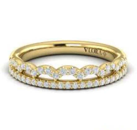 14K YG Diamond Scalloped Stackable Band by VLORA Main image