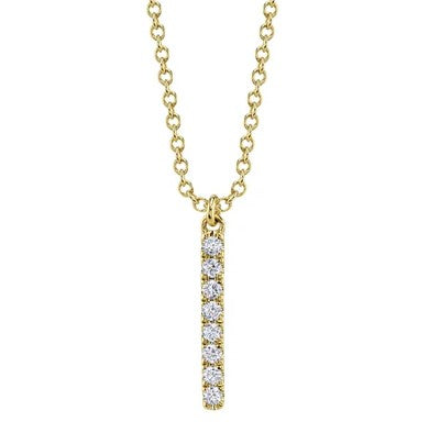 14K YG 1/10cttw Diamond Vertical Bar Pendant Necklace Main image