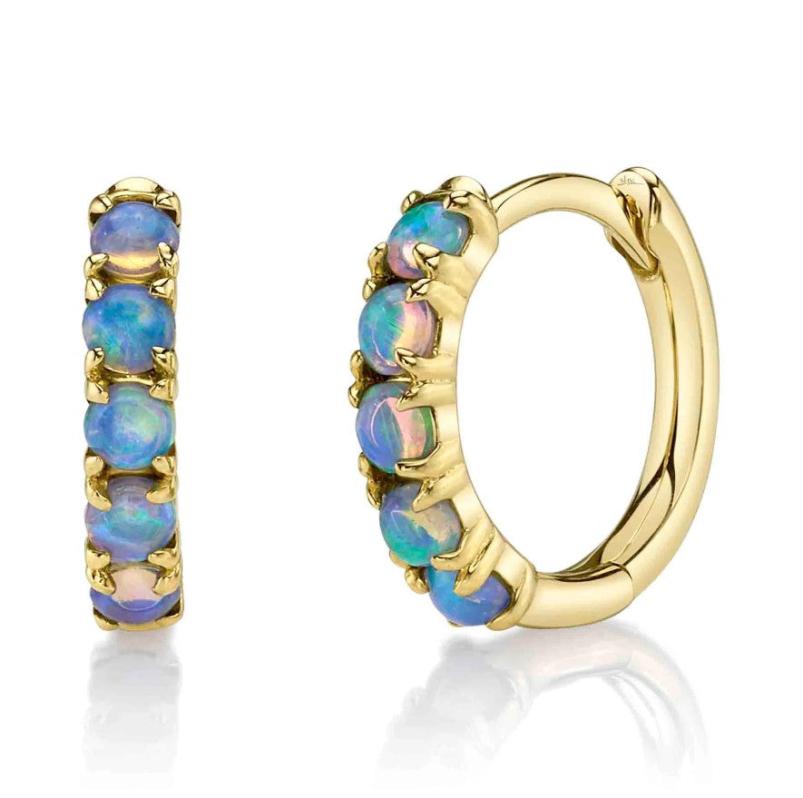 14K YG 1/4cttw Opal Huggie Earrings