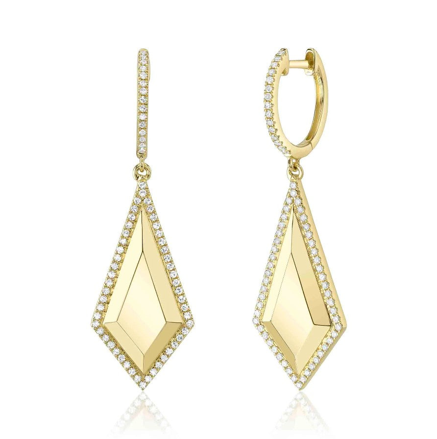 14K YG 1/3cttw Diamond Geo Cut Dangle Earrings Main image