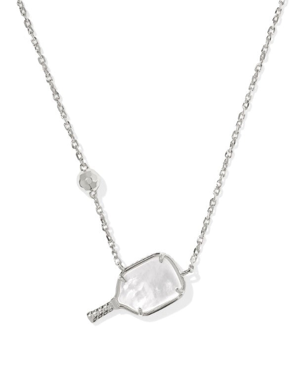 Pickleball Rhodium Plated Necklace in Ivory MOP by Kendra Scott Main image