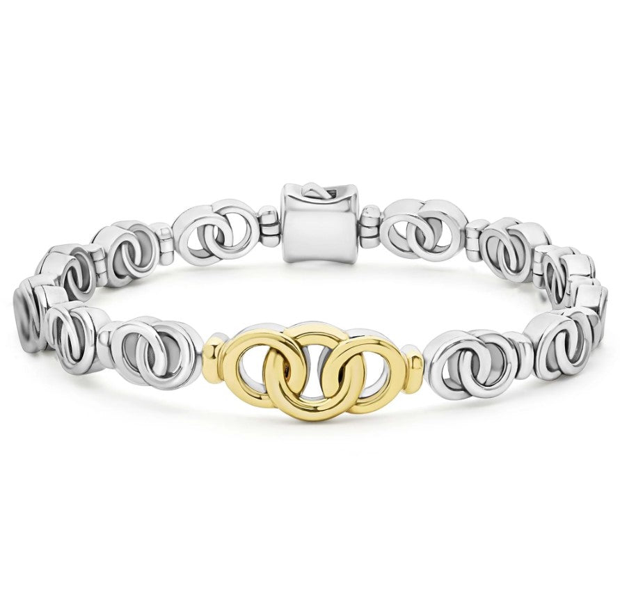 S/S 18K Signature Caviar Interlocking Link Bracelet, size 7 by LAGOS