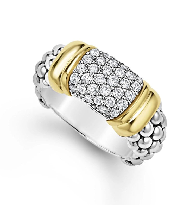 S/S 18K YG Signature Caviar 9mm  Pave Diamond  Band by LAGOS Main image