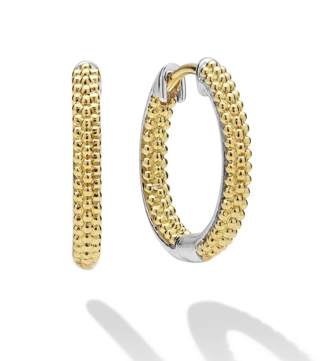 S/S & 18K YG Caviar Lux 25 17mm Hoop Earrings by LAGOS Main image
