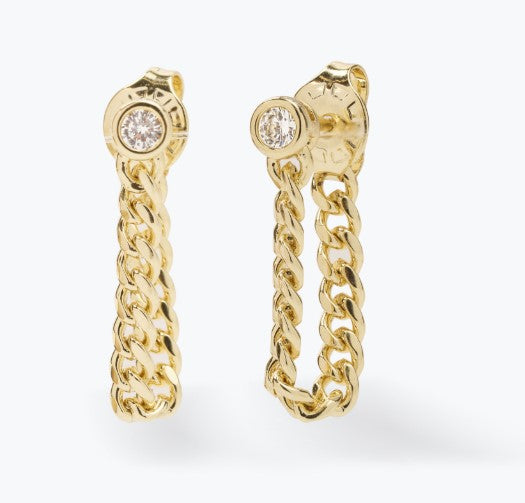 18K Gold Plated Over Brass "Baby Julian" Soft Chain Hoops in CZ by Melinda Maria Main image