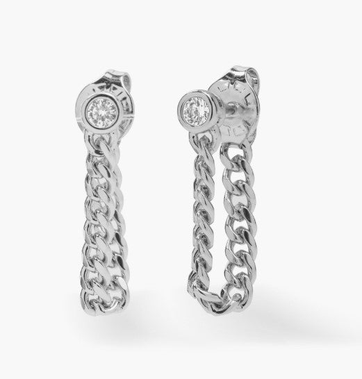 Silver Plated Over Brass "Baby Julian" Soft Chain Hoops in CZ by Melinda Maria Main image