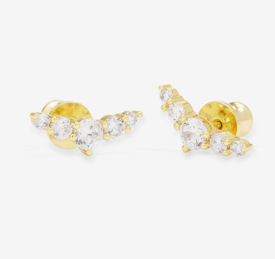 18K Gold Plated Over Brass Radiant Studs in CZ by Melinda Maria Main image
