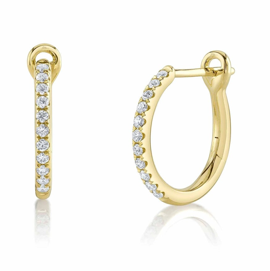 14K YG .16cttw Diamond Line Huggie Earrings