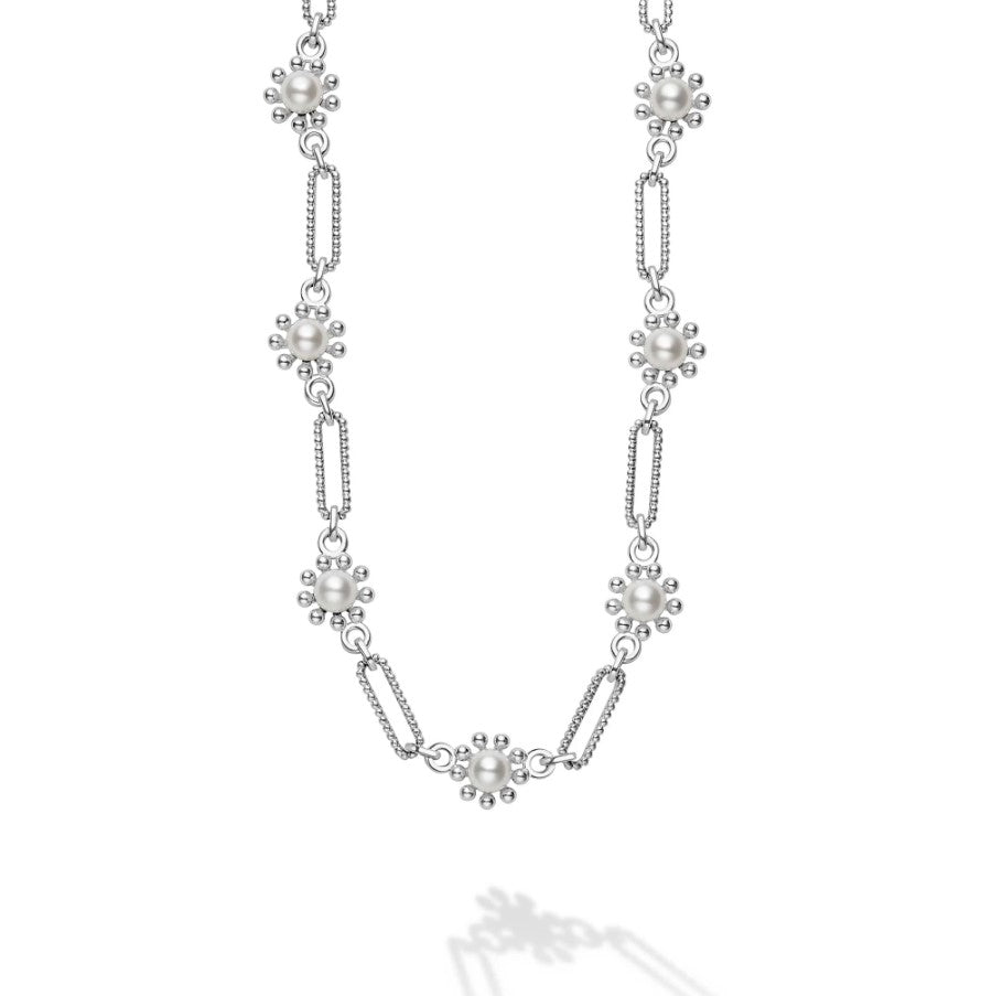 S/S Luna Fleur Pearl 4.5mm Link Necklace by LAGOS, 18" Main image
