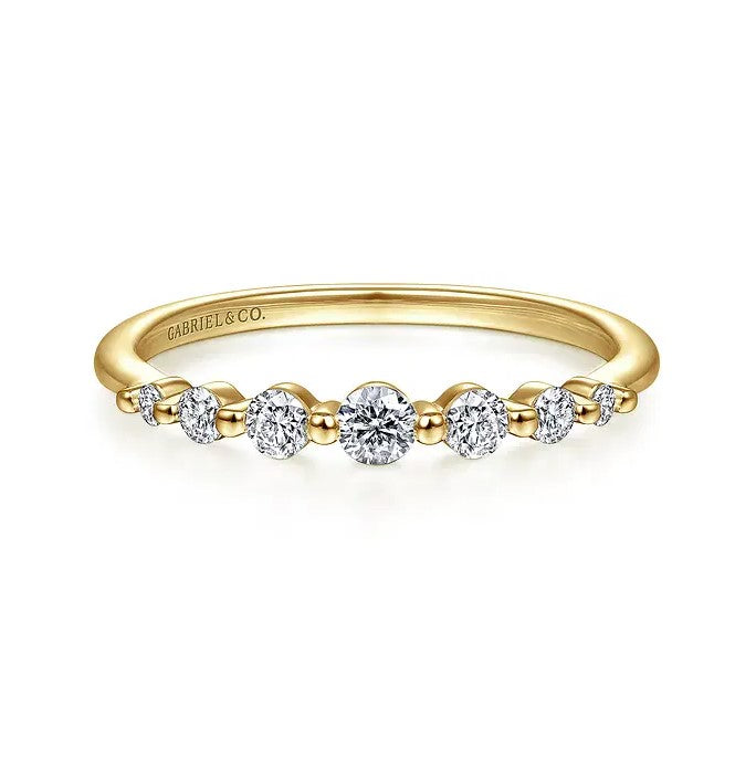 14K YG Graduating Single Prong .26cttw  Diamond Band Ring by Gabriel NY Serial No. S2041220 Main image
