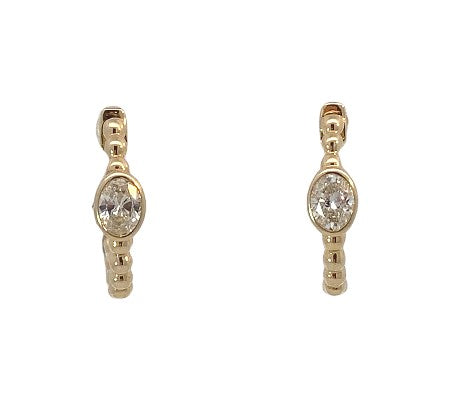 14K YG .32cttw Dia Oval Bezel Set Huggie Earrings Main image