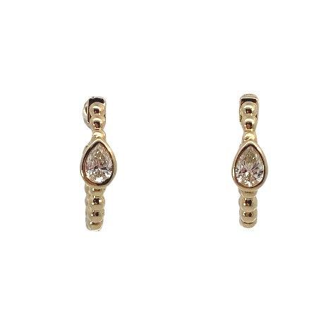 14K YG Diamond Pear Shape Bezel Set Huggie Earrings Main image