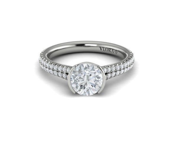 14K WG Round Diamond Split Shank Half Bezel Semi-Mount by Vlora Main image