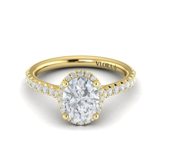 14K YG Diamond Oval Halo Engament Semi-Mount by Vlora Main image