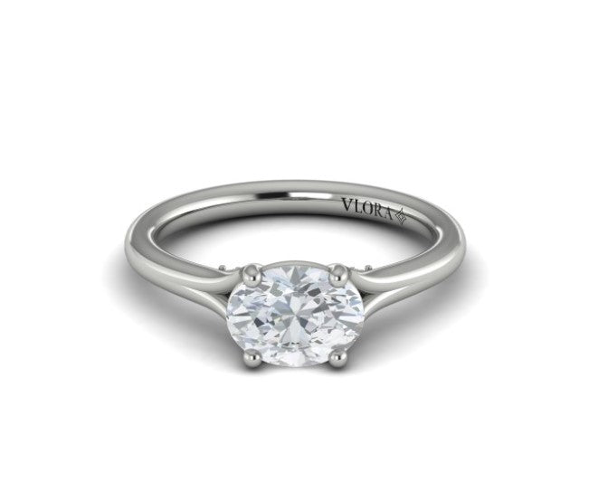 14K WG .09cttw Dia Oval Split Shank Solitaire Eng Semi-Mount w Dia Bride Set East-West by Vlora

18 Round Diamonds = .09cttw Main image