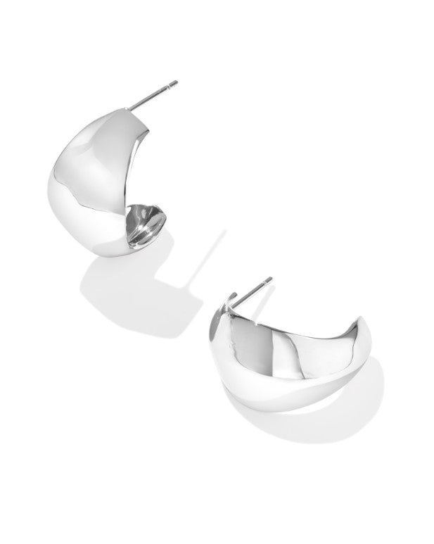 Rhodium Plated Krista Metal Hoop Earrings by Kendra Scott