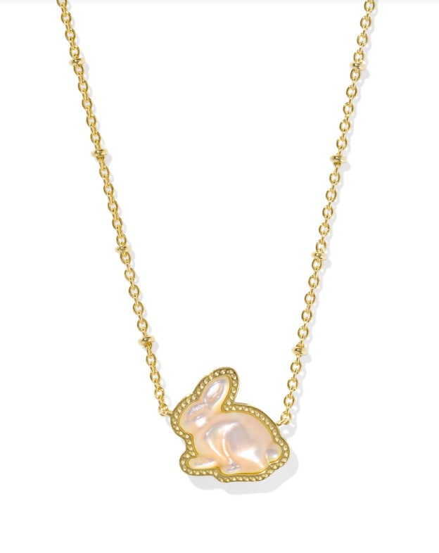 Gold Plated Short Bunny Pendant in Taupe MOP by Kendra Scott Main image