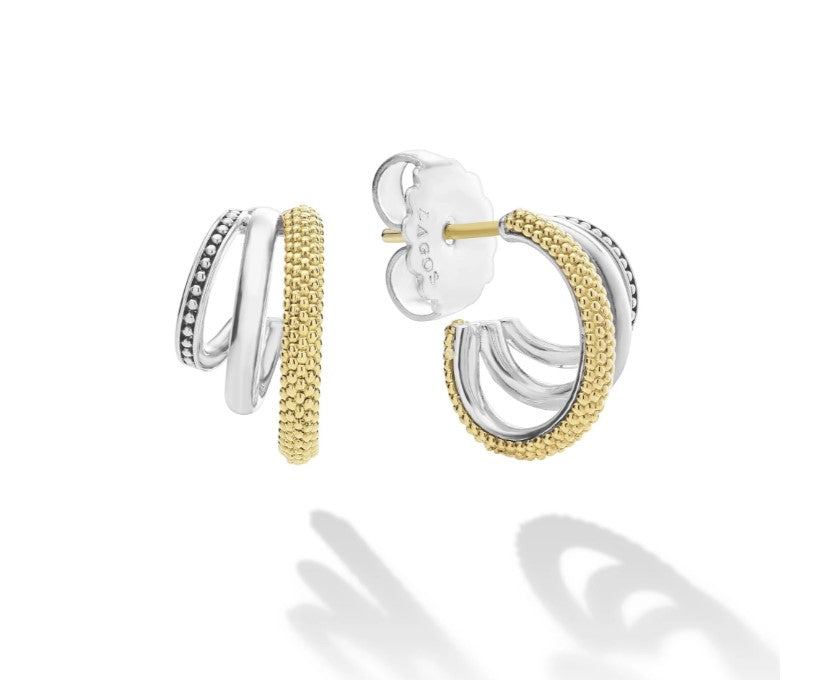 SS/18K Caivar Lux 25 14mm Huggie Earrings by LAGOS
