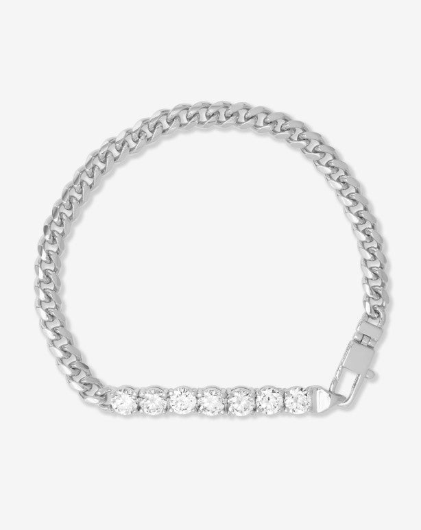 Silver Plated Julian Loves Diamonds Bracelet in White CZ by Melinda Maria, 6.5" Main image