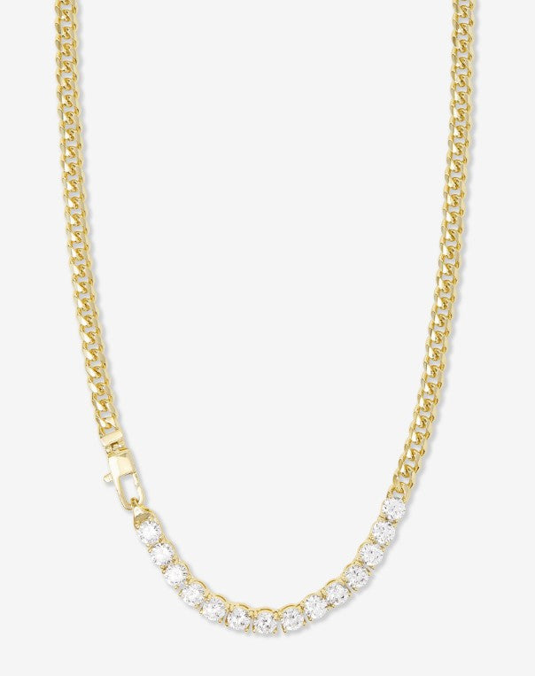 18K Gold Plated baby Julian REALLY Loves Diamonds Necklace in White CZ by Melinda Maria, 16"