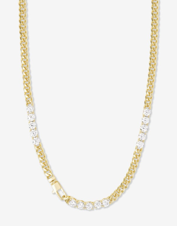 18K Gold Plated Baby Julian's Obsessed with Diamonds Necklace in White CZ by Melinda Maria, 18"