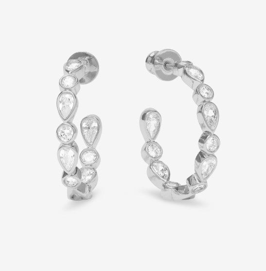Silver Plated Isla 1" Hoops in White CZ by Melinda Maria