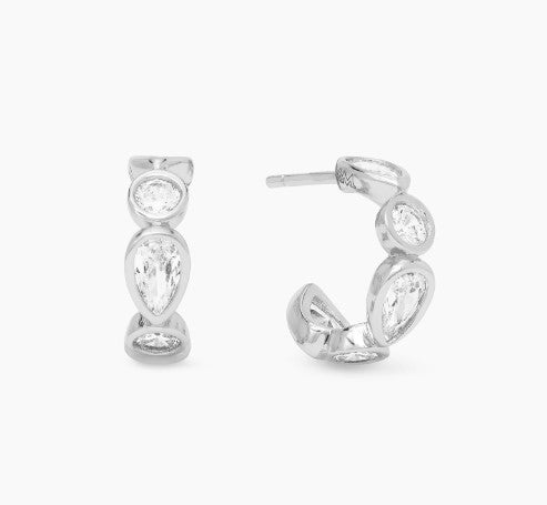 Silver Plated Isla Huggies in White CZ by Melinda Maria