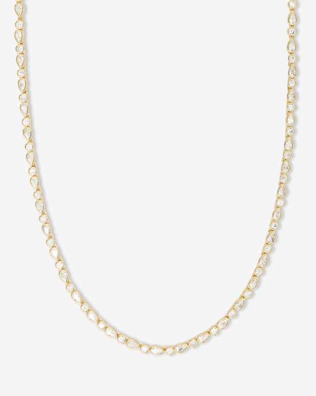 18K Gold Plated Isla Tennis Necklace in White CZ by Melinda Maria, 18" Main image