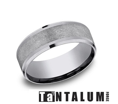 Tantalum "The Knight" Grey 8mm Beveled Edges w Swirl Center by Benchmark