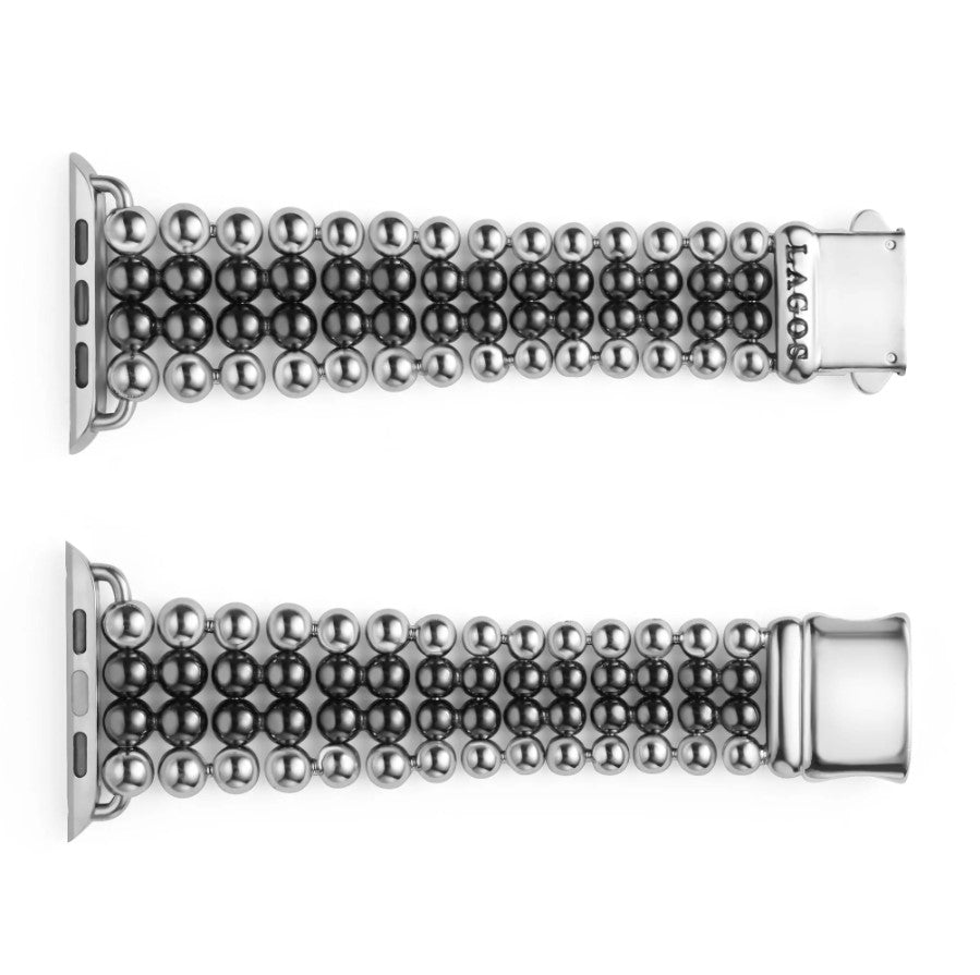 Stainless Steel 38mm Black Ceramic Infinite Smart Caviar Watchband by LAGOS