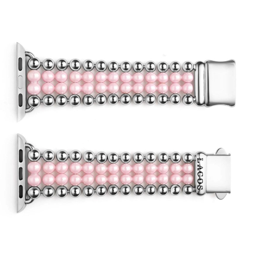 Stainless Steel 38mm Pink Ceramic Infinite Smart Caviar Watchband by LAGOS Main image
