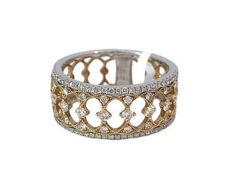 14K W/YG .59cttw Dia Open Framework Wide Fashion Band

89 Round Diamonds - .59cttw