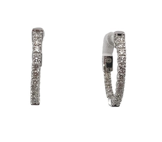 14K Wg .50cttw Dia Inside Out Small Hoop Earrings w Button Hinge Main image